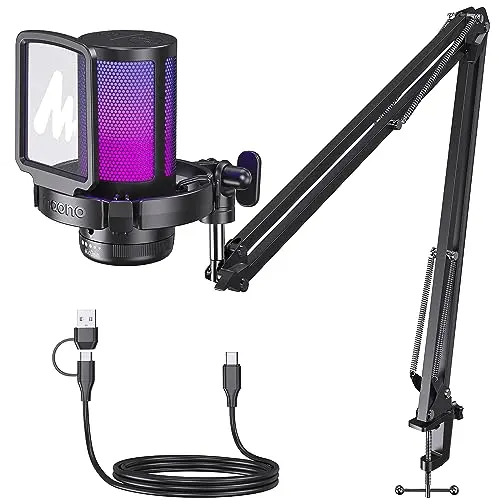 Noise-Cancelling Mic with Boom Arm & Controls