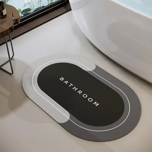 Deparnit oval bathroom rug in dark grey