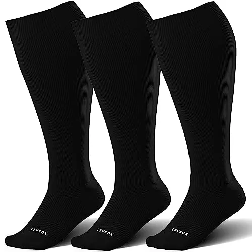 3 Pairs, Bamboo, Wide Calf, 15-20 mmHg