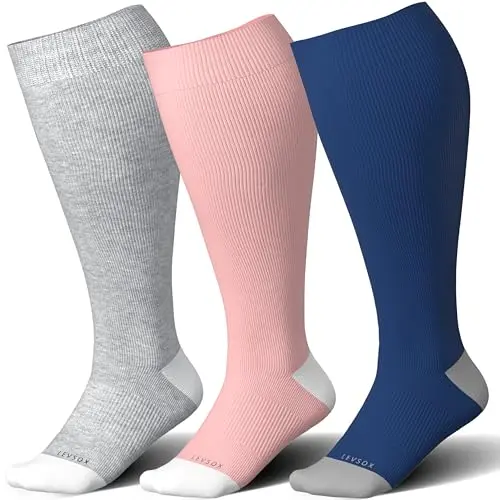 3 Pairs, Bamboo, Wide Calf, 15-20 mmHg