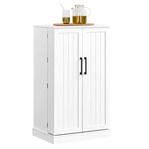 Yaheetech white storage cabinet with door shelves and adjustable interior