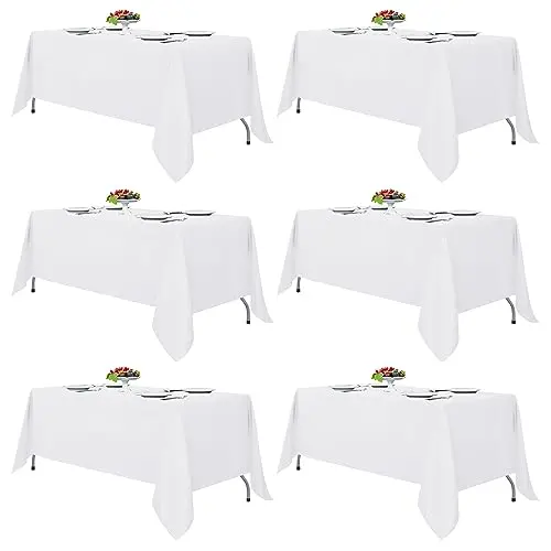 Fitable 6-pack white polyester tablecloths for rectangular tables