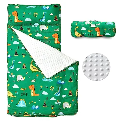 Roll-up Dinosaur Sleeping Mat with Minky Blanket
