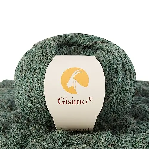 GISIMO 100% Merino Wool 3-ply yarn in evergreen color