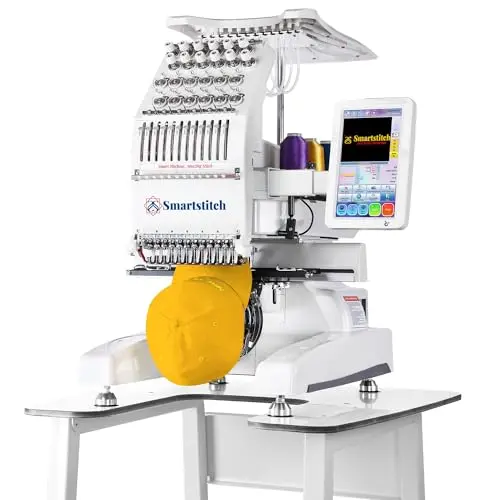 Smartstitch S-1201 compact embroidery machine with 12 needles and 7-inch screen