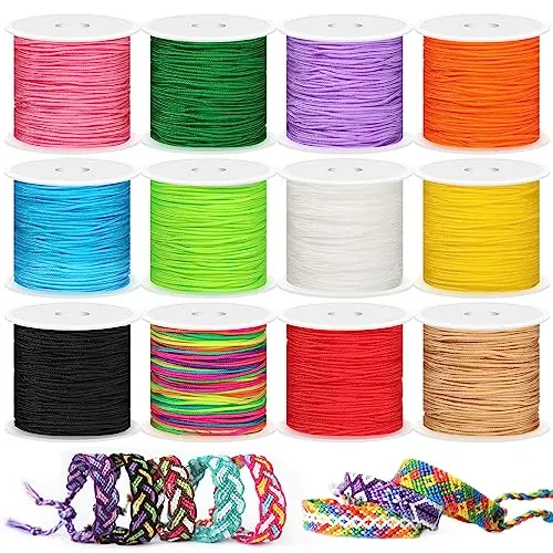 SELIZO 12-roll nylon string set in multicolors for bracelets