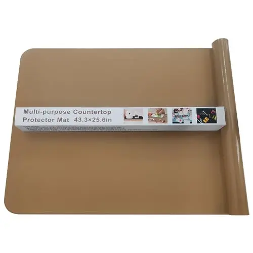 KVK silicone counter mat with raised edges on kitchen island