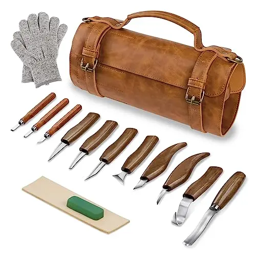 TEKCHIC wood carving kit with leather case