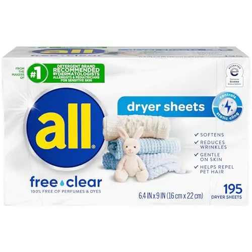 all free clear fabric softener dryer sheets box