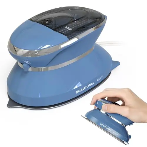 BEAUTURAL mini travel steam iron with detachable water tank for sewing projects