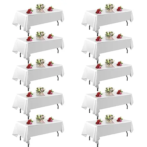 FINDYOU 10-pack white polyester tablecloths for rectangular tables