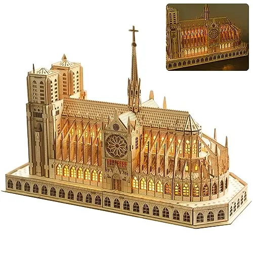 Notre Dame de Paris Lighted Wooden Model