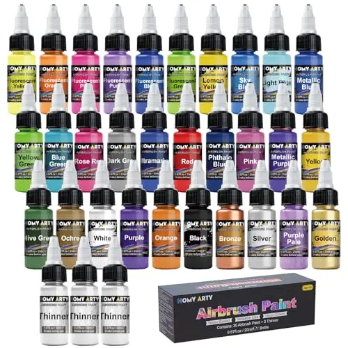 HOMY ARTY airbrush paint set with 30 colors and thinner