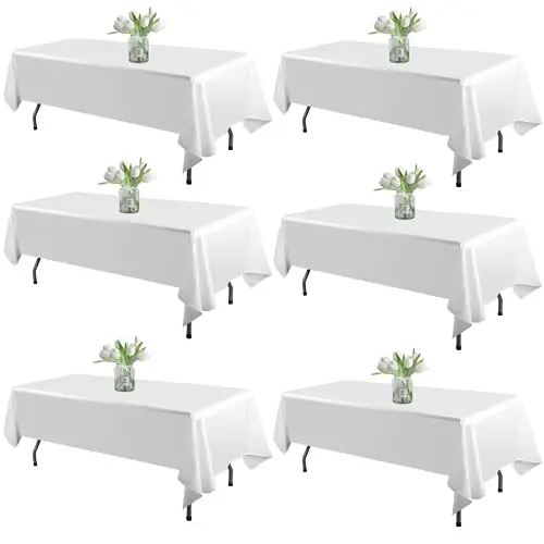 WIGENIUS 6-pack white polyester tablecloths with wrinkle-resistant fabric