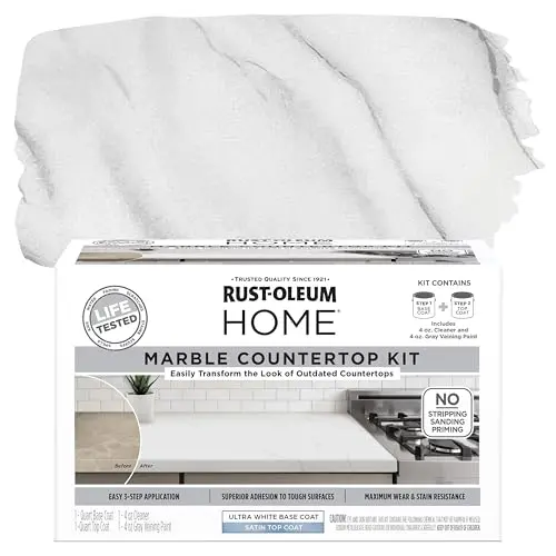 Rust-Oleum Marble Countertop Coating Kit showing marble veining effect