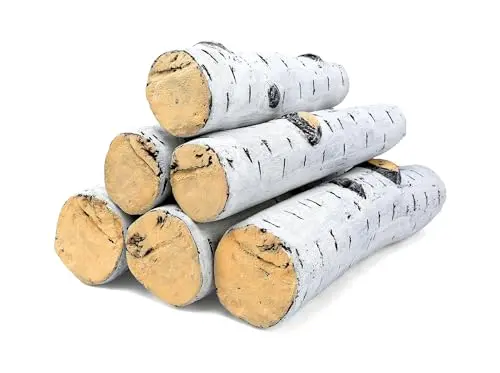QuliMetal 6-piece ceramic birch logs for gas fireplace with eco-friendly materials