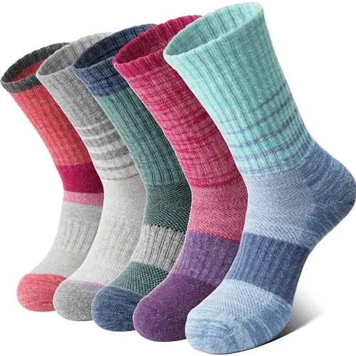 Warm Merino Wool, All-Season, Cushioned, 5 Pairs