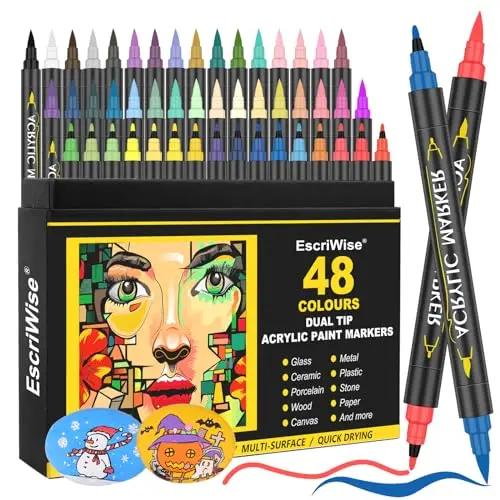 EscriWise 48-color dual tip acrylic paint markers set