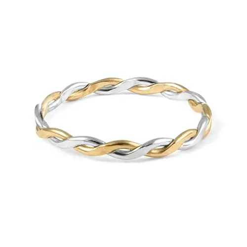 Harmony braided stacking ring in silver and gold filled materials