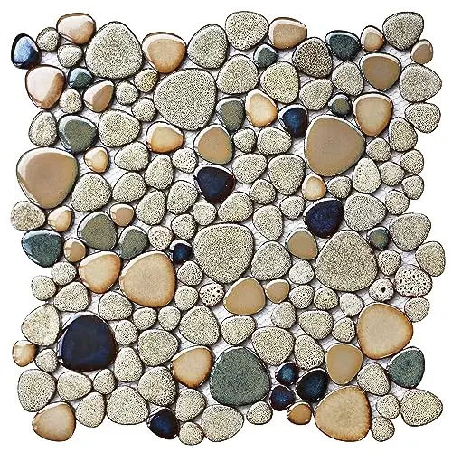 Beige Brown Pebble Glazed Porcelain Tile