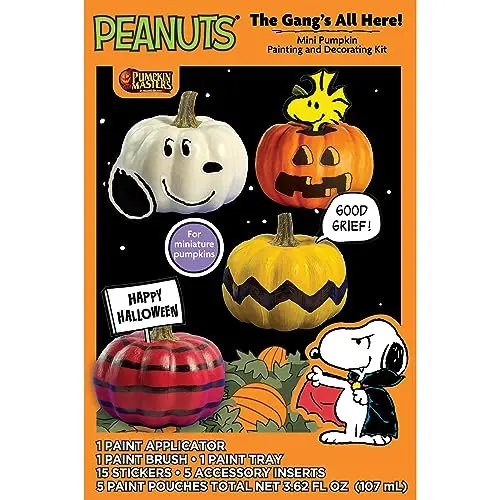 Peanuts character mini pumpkin painting and decorating kit with Snoopy designs