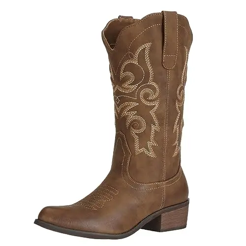 Pointed Toe Embroidered Country Boot