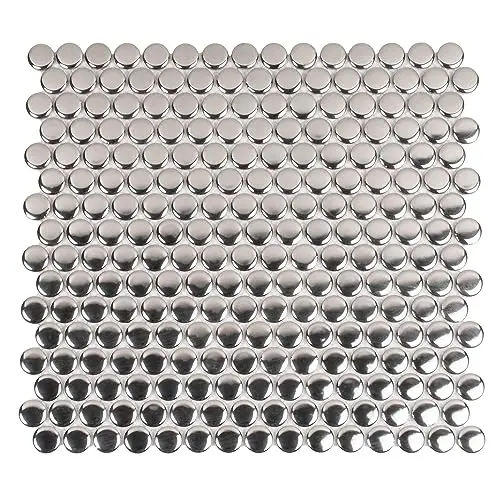 TILECLUB ceramic penny round mosaic tiles in metallic silver glossy finish