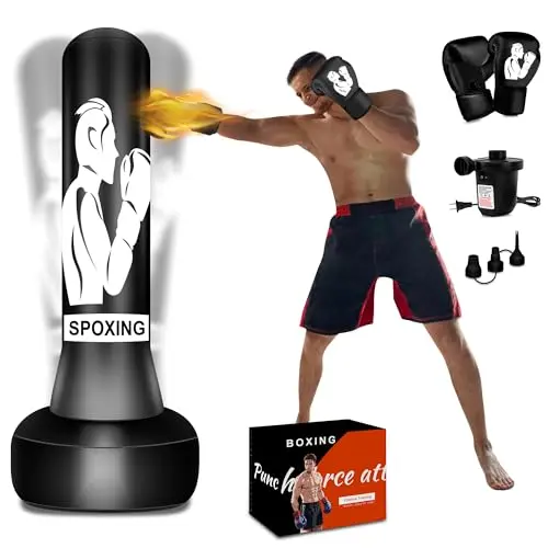 Inflatable 70'' Freestanding Bag w/ Gloves & Pump