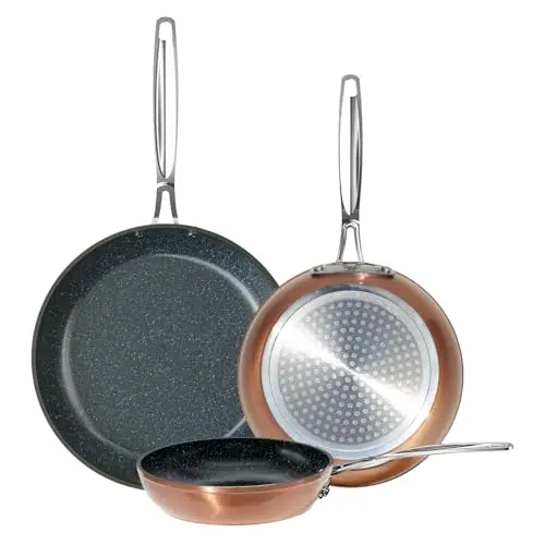 Nuwave 3-piece frying pan set in rustic copper