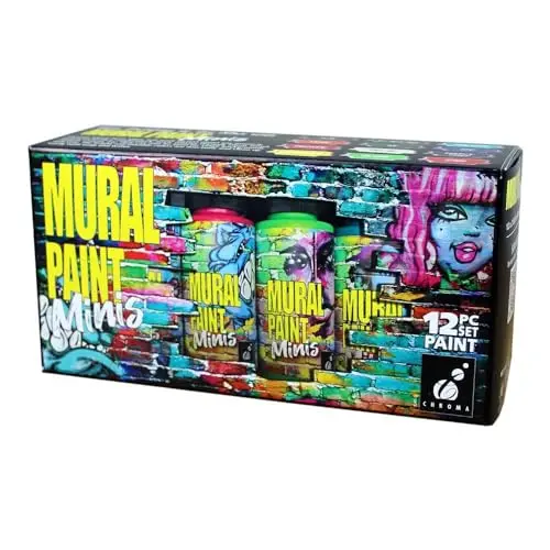 Chroma Acrylic Mural Paint set of 12 mini bottles in assorted colors
