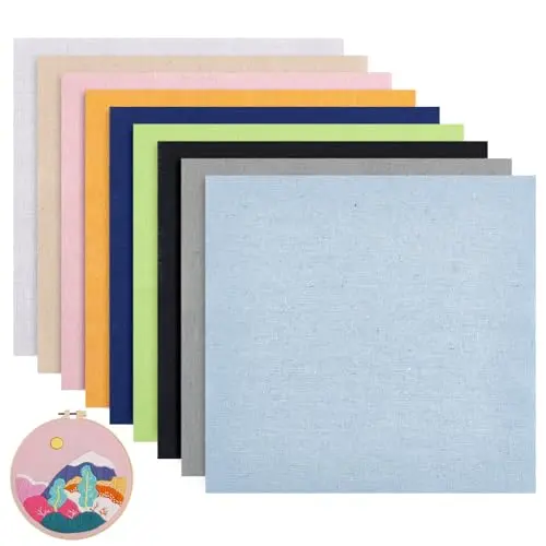BENECREAT multicolor linen embroidery fabric squares