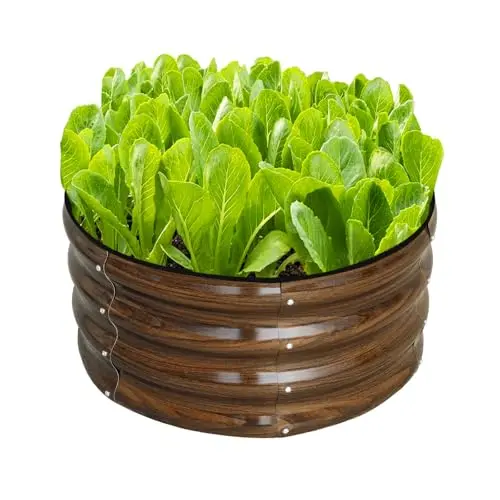 SnugNiture brown round metal raised garden bed