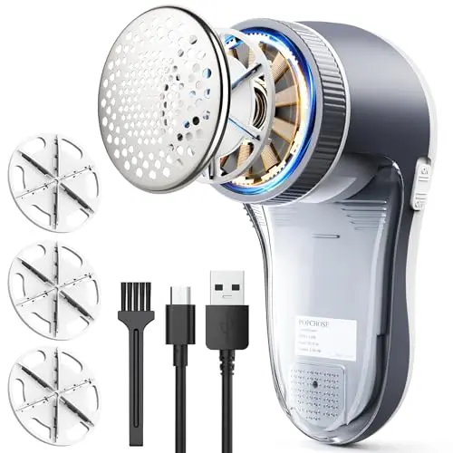 POPCHOSE lint shaver with honeycomb mesh design in grayish white