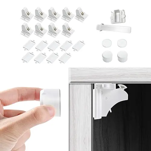 9 Magnetic Cabinet Locks + 2 Keys