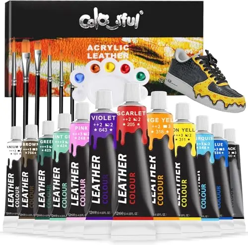 Colorful acrylic leather paint set with 12 colors