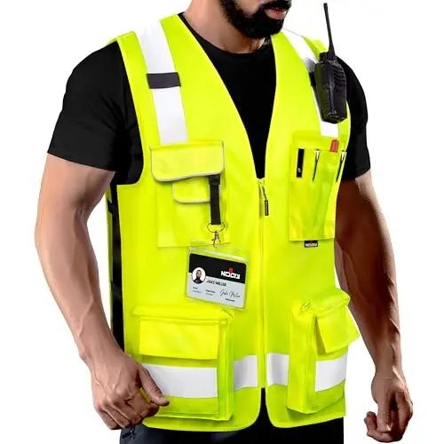 High-Visibility Work Vest with Phone Pocket