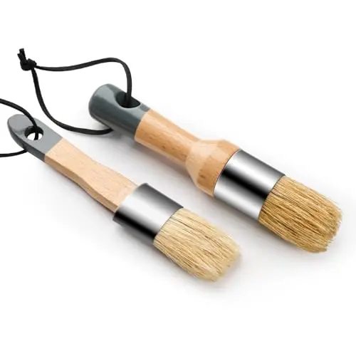 YiBaiBrush two-pack chalk paint brushes with gray handles and natural bristles