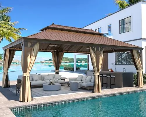 Spacious Pavilion, Double Roof, Aluminum Frame