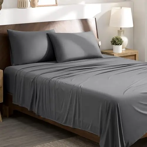 Bare Home cooling jersey knit sheets in grey