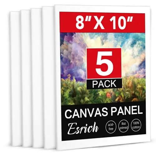 ESRICH 5-pack 8x10 inch canvas boards for oil painting