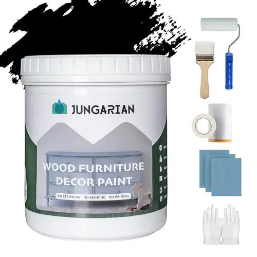 Jungarian wood paint kit in black with tools for indoor and outdoor use