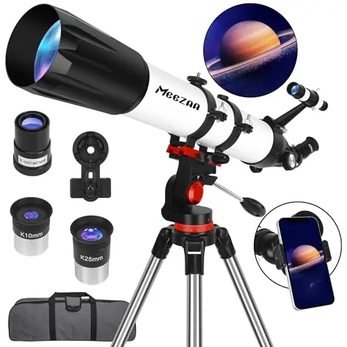 High-Powered 90mm Refractor AZ Telescope