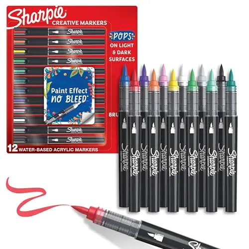 Sharpie Creative Markers set showing brush tips on canvas surface