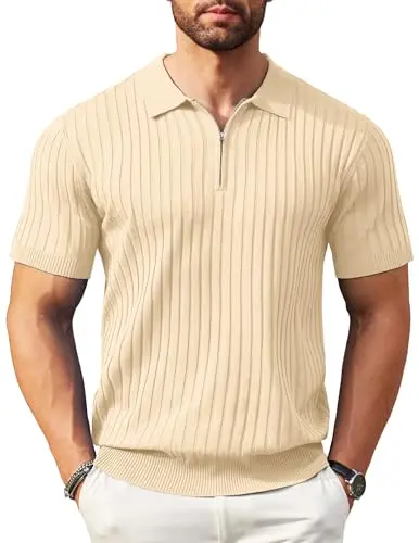 Ribbed Knit Polo with 1/4 Zip