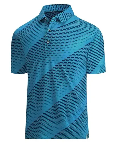 Lake Blue Geometric Short Sleeve Polo