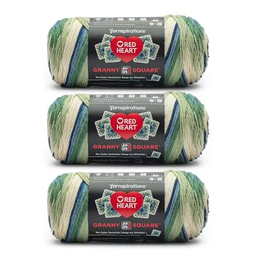 Red Heart All in One Granny Square yarn in Lily Pad color