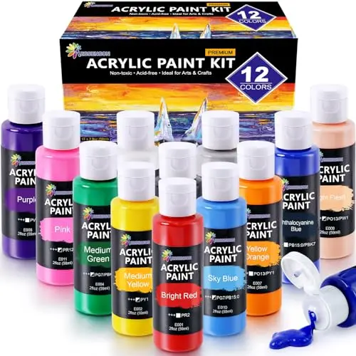 ESSENSON 12-color acrylic paint set in flip-top bottles