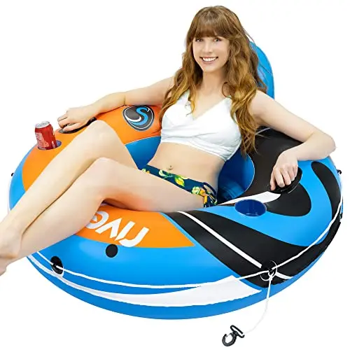 49" Heavy Duty Tube, Thick PVC with Headrest & Cup Holder