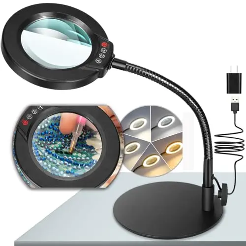 Krstlv desk magnifying lamp with 10X magnification and flexible gooseneck