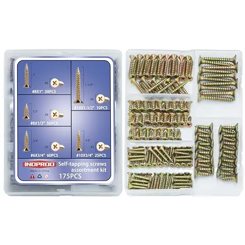 INDPROD yellow zinc plated wood screws assortment